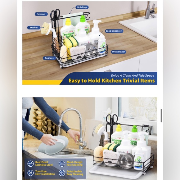 Estituent Sink🚰Organizer, Stainless Steel Sponge🧽Caddy for Kitchen🔪Sink🚰 - Picture 12 of 12